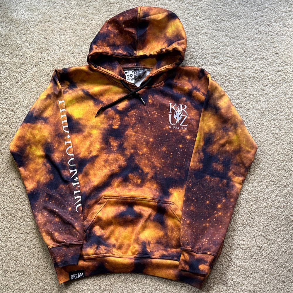 Men's Orange & Black Tie-Dye Hoodie